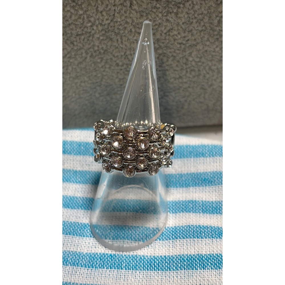 #23. Silver-tone Rhinestone Stretch Ring